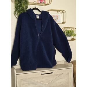 PINK Polar fleece Half-zip winter sweatshirt,  comfortable warm  XXL